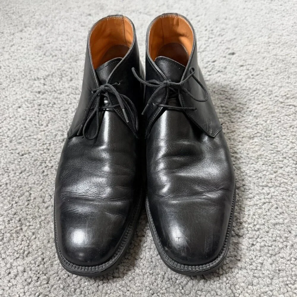 Salvatore Ferragamo Studio Black Leather Lace-Up Chukka Boots Men's Size 10 VGUC